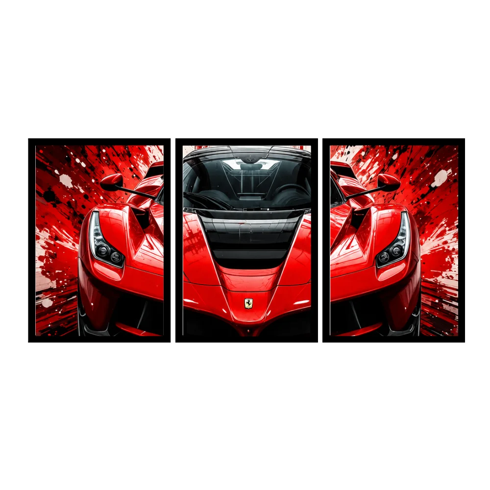 Djane Studio Car Wall Frame | Living Room Car Wall Frame | Gaming Room Decor | Pack of 3 | Size 18x12 Inch